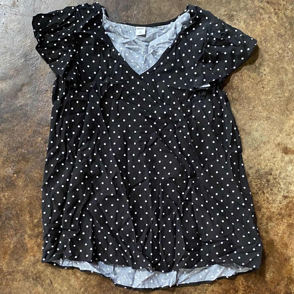 Old Navy Black and White Polka Dot Blouse